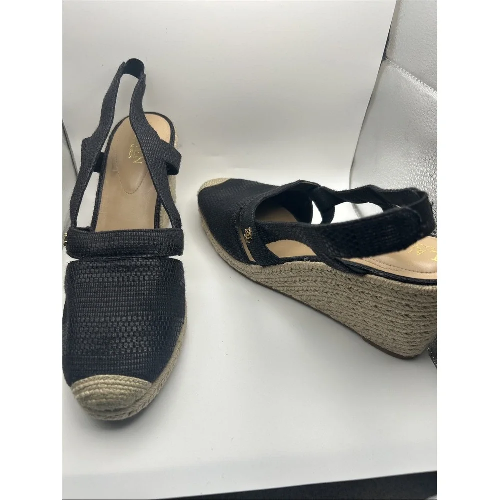 Lauren Ralph Lauren Penelopie Espadrille Wedge Sandals Womens 10B Blue Leather‎